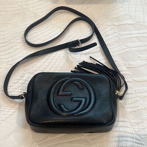 GUCCI BLACK LEATHER DISCO BAG